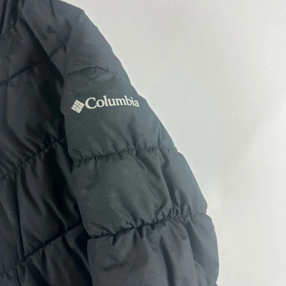 Columbia Kids Black Puffer Jacket Hooded Faux Fur Trim Size‎ 7 8